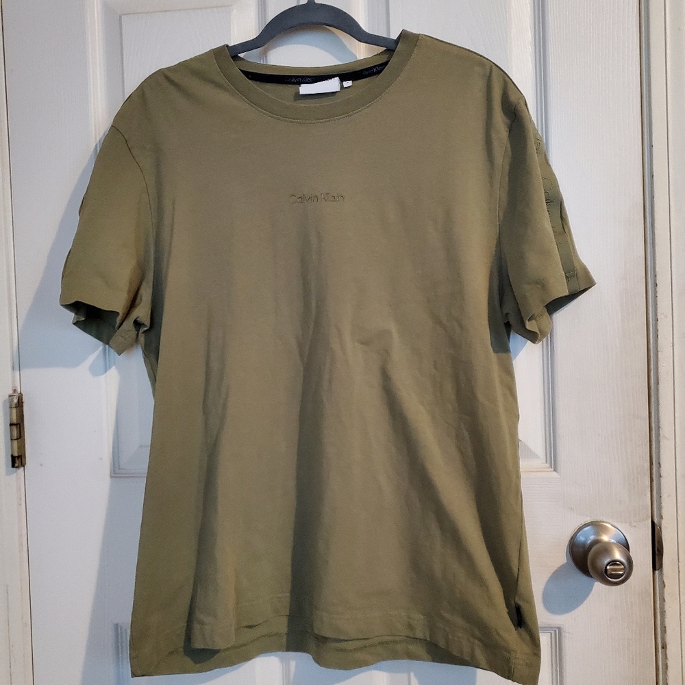 Calvin Klein Olive Green Minimal Crew Neck Tee